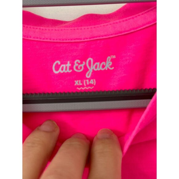Cat & Jack Girls XL (14) Hot Pink T-Shirt With Front Pocket - Picture 2 of 6